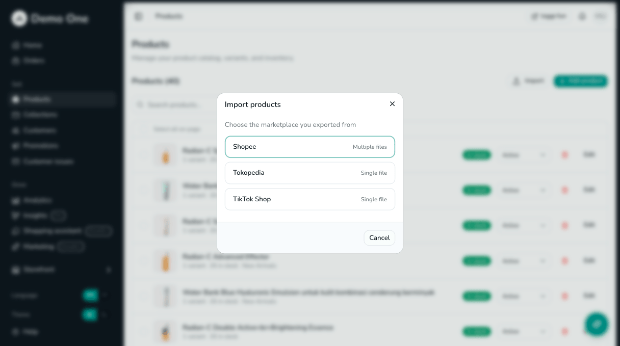 Product upload and payment configuration