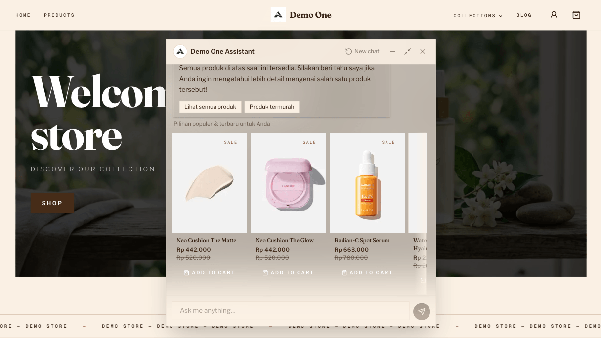 AI shopping assistant chat