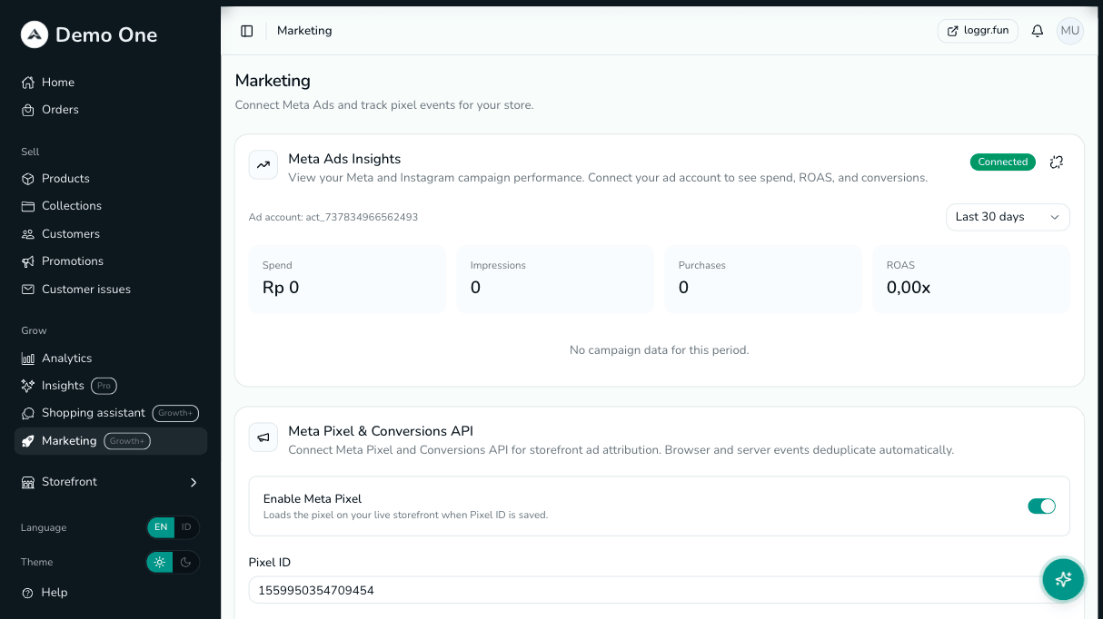 Snaply merchant integrations settings