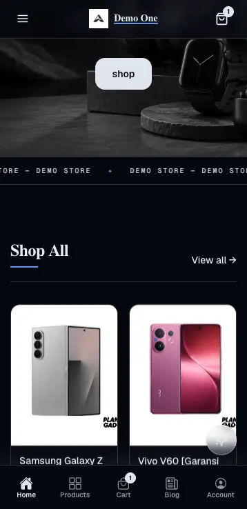 Snaply storefront — lifestyle shop mobile